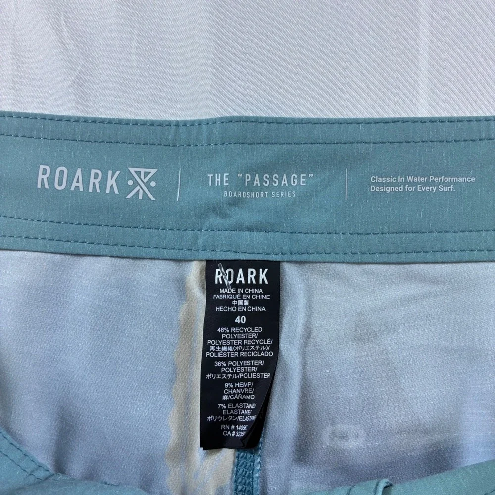 Roark Passage 18 Viaje Boardshorts Agave Blue Hemp Blend Mens 40 RB405 New